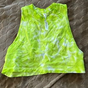 Size 2 lululemon tie dye neon yellow and white workout tank top